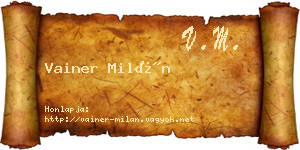 Vainer Milán névjegykártya